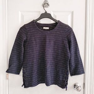 Madewell Stripe Textured Side Lace Up Sweater